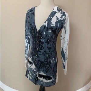 Playful Graphic Cotton Cashmere Cardigan NWOT. M